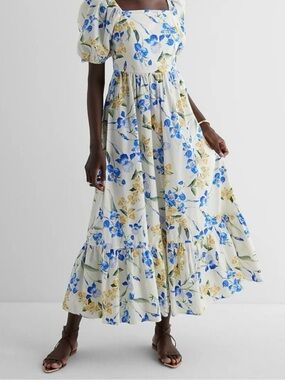 wedding dresses for beach wedding Valentina Blue Floral Maxi Dress main image 0